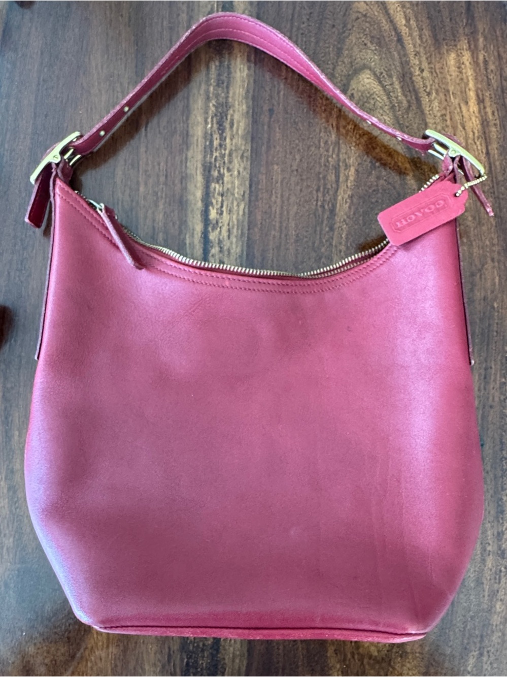 Coach Red Pink Leather Hobo Shoulder Bag